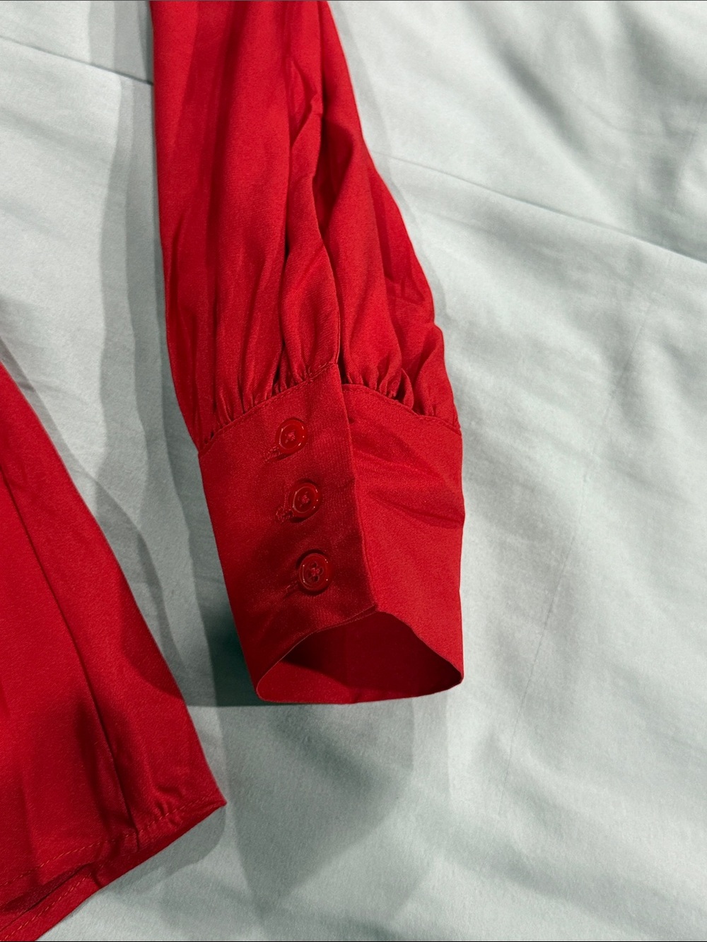 Express Red Long-Sleeve Wrap Dress with Tie Waist - Picture 7 of 7